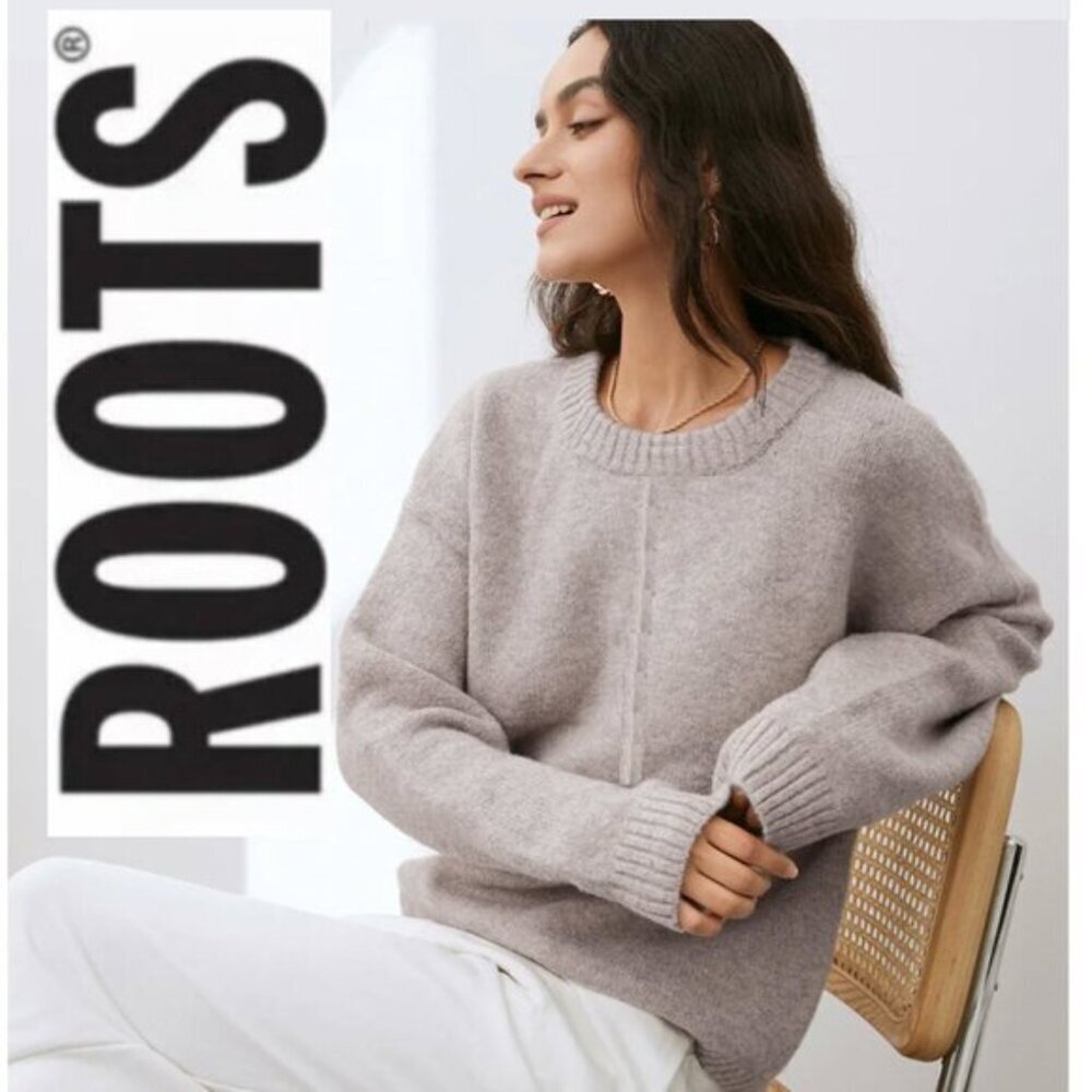 Roots Wool Sweater Oversized Jumper preppy Quiet Luxury